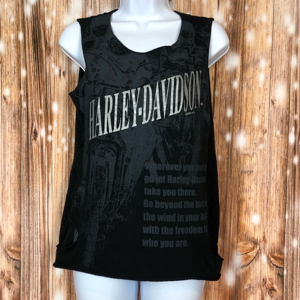 Harley-Davidson El Paso Texas Black Fishnet Slit Tank Top